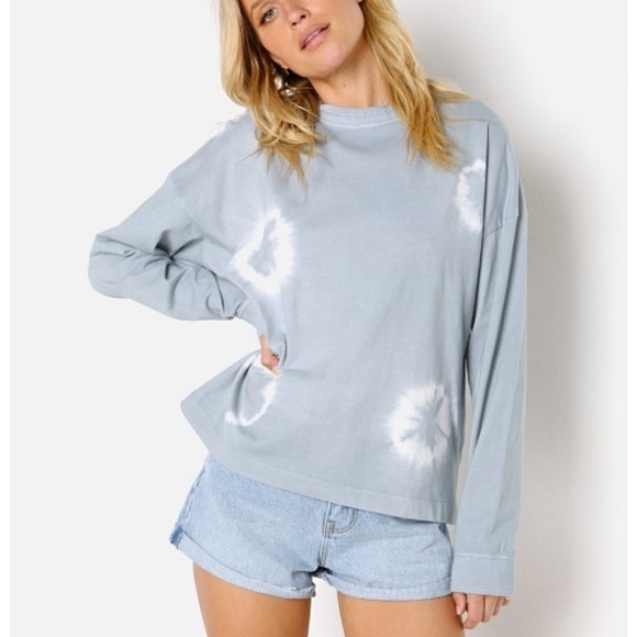 Richer Poorer Tops - Richer Poorer The Relaxed Long Sleeve Pullover Top Blue Mirage Tie Dye Size S